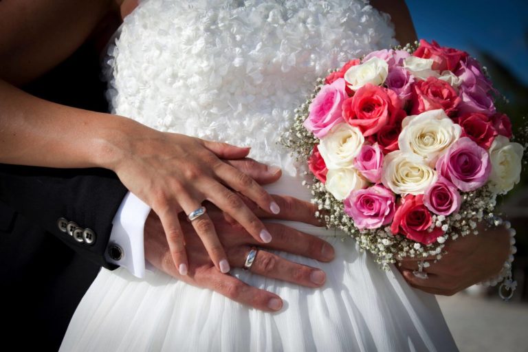 Summer Wedding bride and groom