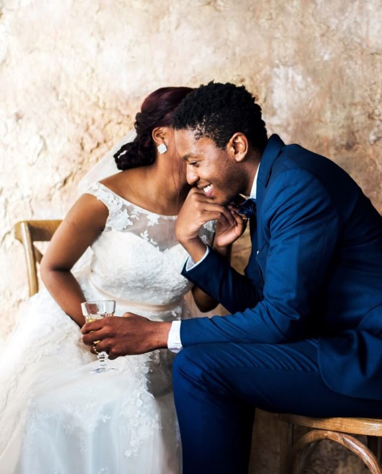 newlywed couple on wedding day