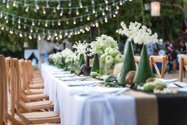 outdoor wedding table and decoration