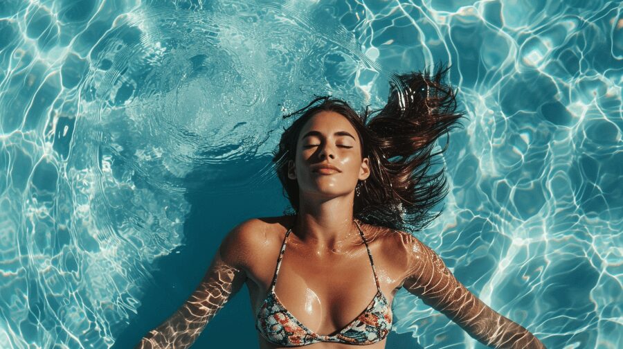 31 Things To Do On Your Honeymoon for 2024 10 new bride lies back and relaxes in swimming pool