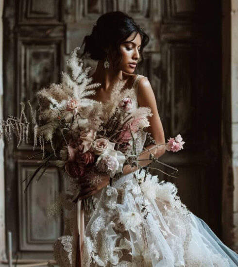 Renaissance in Bridal Wear: How to Achieve an Avant-Garde Look 7 beautiful bride wearing a Avant Garde Renaissance style wedding desss