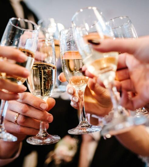wedding celebration with champagne